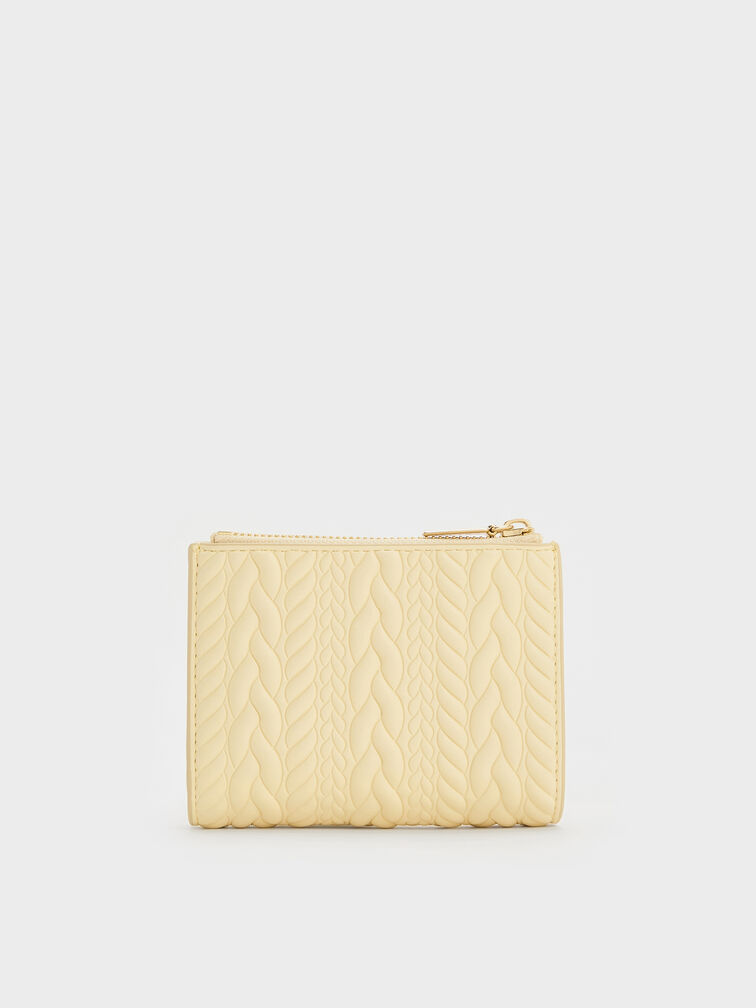 Apolline Textured Top-Zip Wallet, Butter Yellow, hi-res