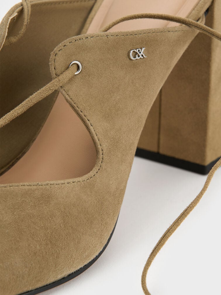 Jianna Suede Heeled Sandals, Military Green, hi-res