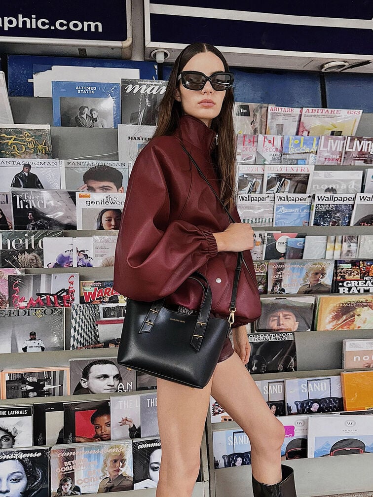 Mini Shania Double-Handle Tote Bag, Black, hi-res