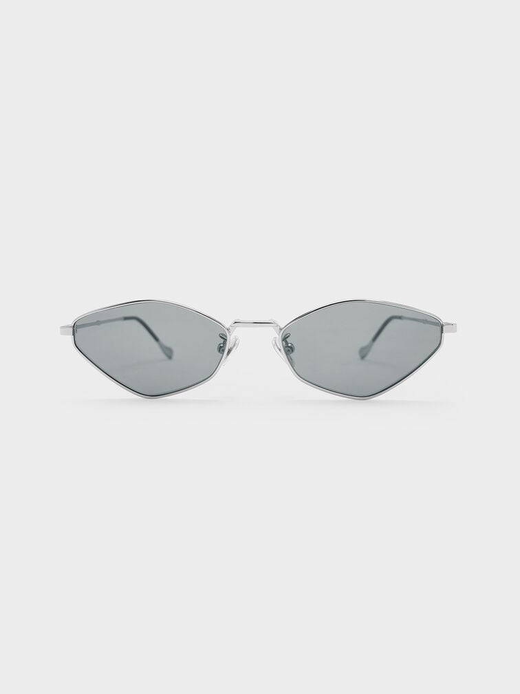Jax Metal-Frame Geometric Sunglasses, Silver, hi-res