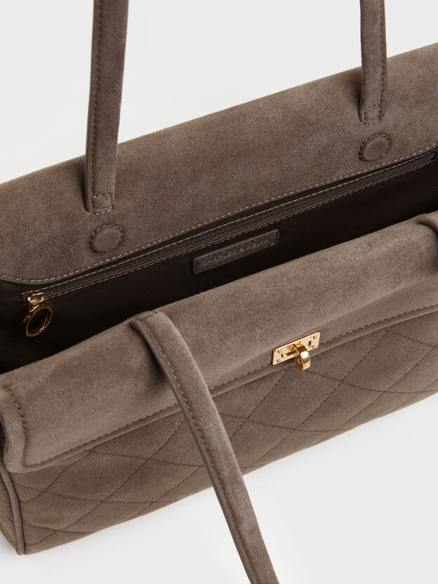 XL Apfra Quilted Tote Bag, Stone Grey, hi-res
