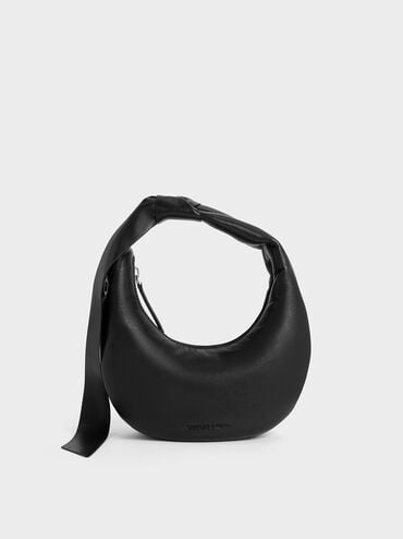 Micro Toni Knotted Crescent Hobo Bag, Noir, hi-res