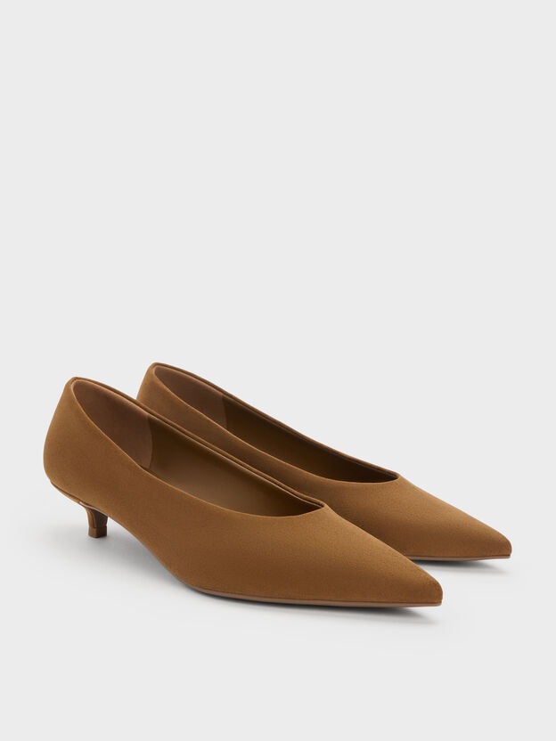 Emelia Faux Suede Kitten Heels, Camel, hi-res