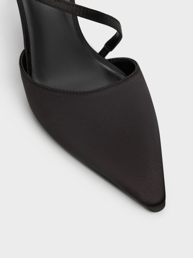 Cordelia Pointed Slingback Pumps, Black Textured, hi-res