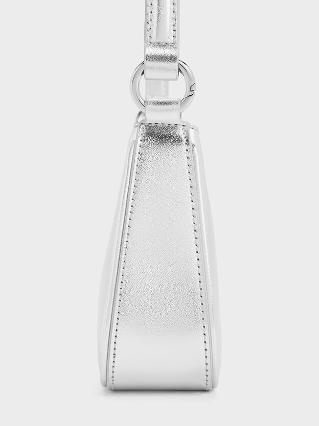 Elspeth Metallic Chain Shoulder Bag, Silver, hi-res