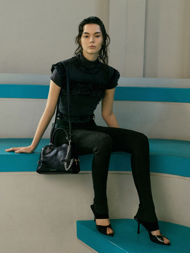 Delfina Chain Side-Belt Tote Bag, Noir, hi-res
