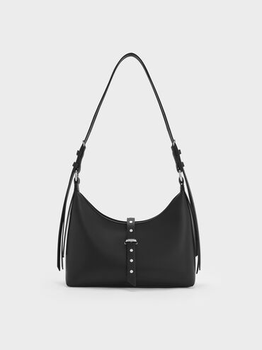 Lark Studded Belted Shoulder Bag, Noir, hi-res