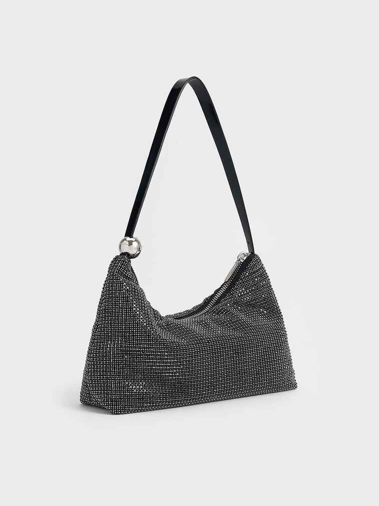 Patent Crystal-Embellished Two-Way Bag, Noir, hi-res