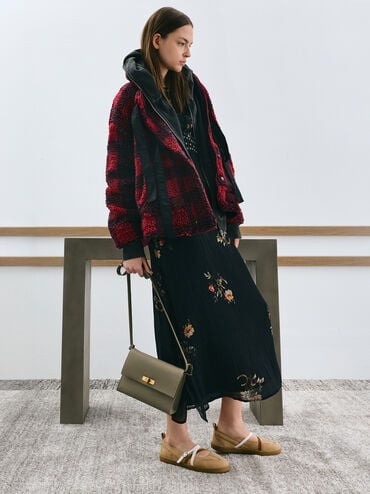 Chance Recycled Leather Turn-Lock Crossbody Bag, Deep Olive, hi-res