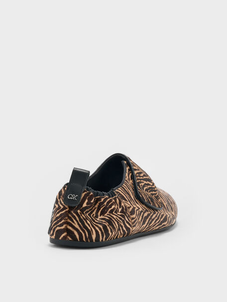 Pippa Calf Hair Zebra-Print Ballet Flats, Animal Print Sand, hi-res