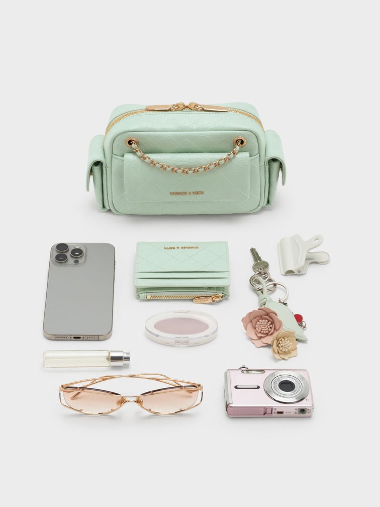 Duo Quilted Crossbody Bag, Mint Green, hi-res