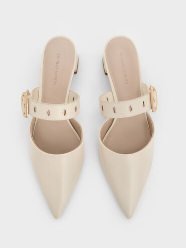 Sepphe Cut-Out Heeled Mules, Cream, hi-res