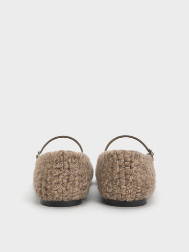 Crochet Mary Jane Flats, Taupe, hi-res