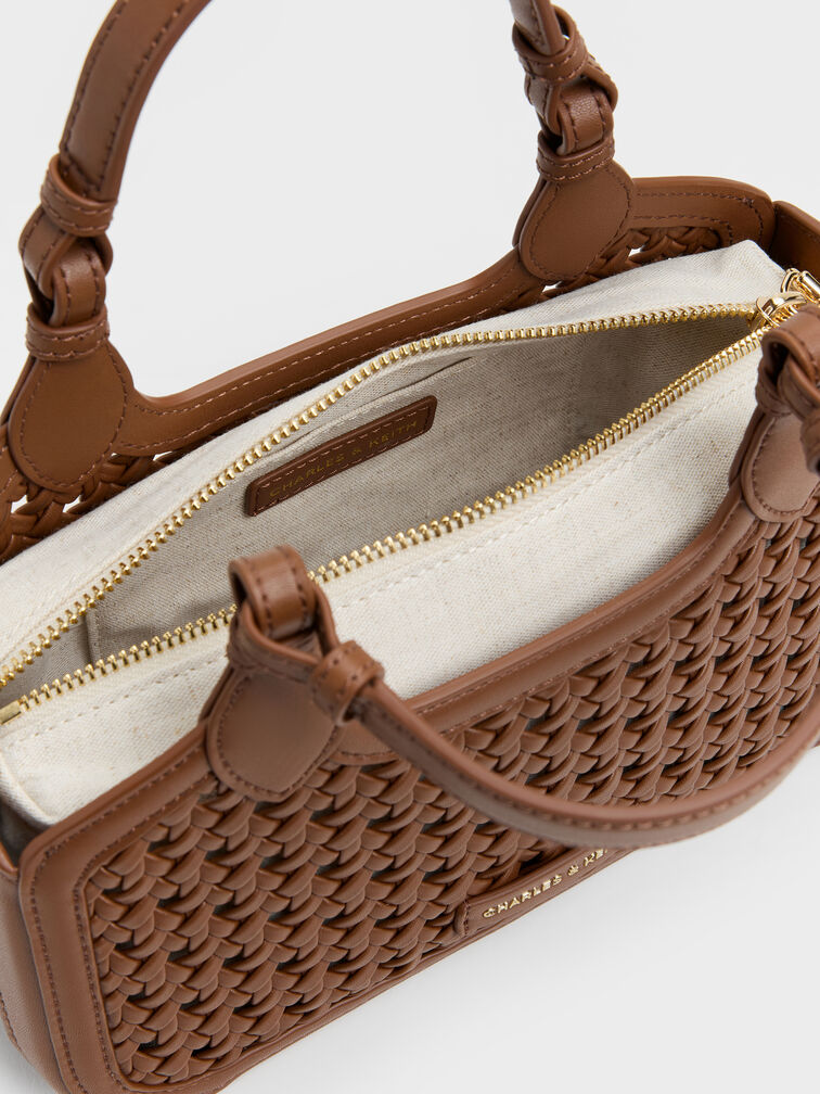 Azure Woven Tote Bag, Chocolate, hi-res