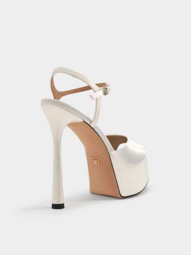 Francesca Peep-Toe Platform Heels, White, hi-res