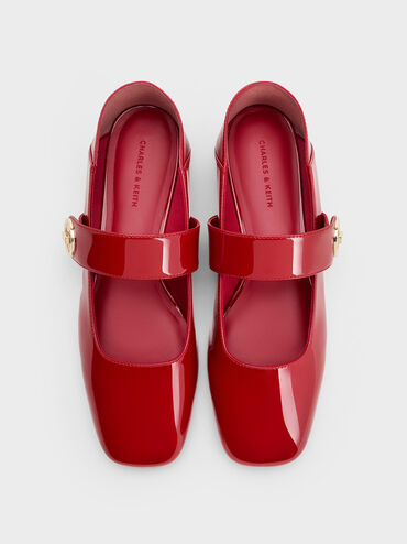 Yara Patent Mary Jane Flats, Red, hi-res