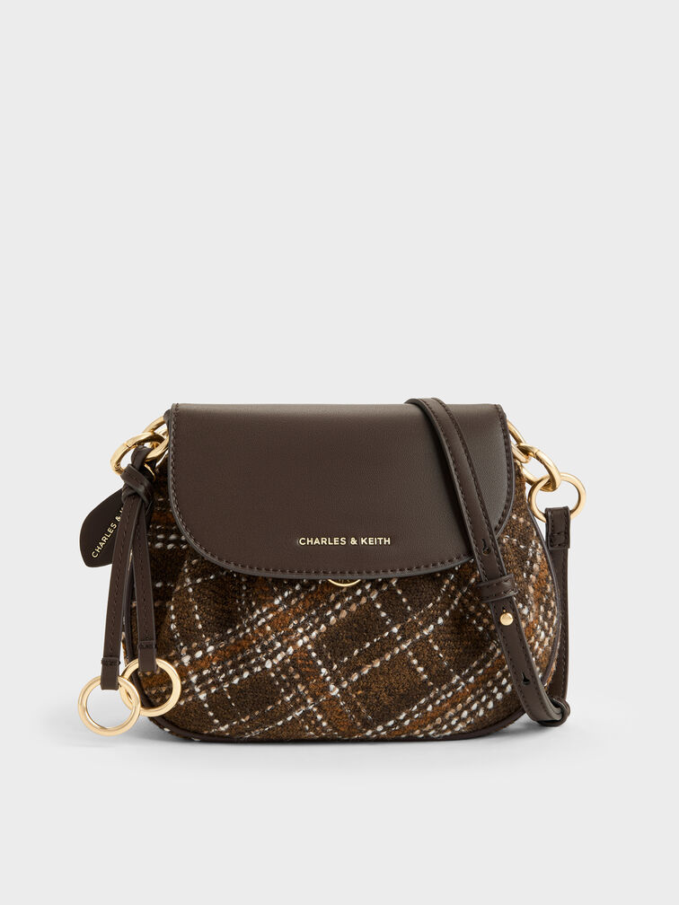 Britton Checkered Ruched Saddle Bag, Multi, hi-res