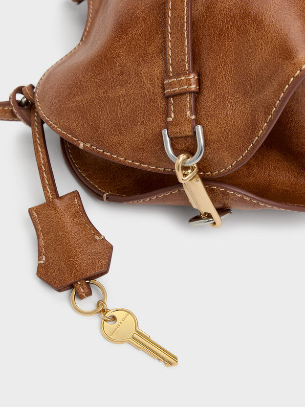 Delfina Chain Side-Belt Tote Bag, Distressed Tan, hi-res