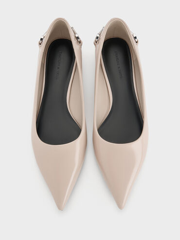 Erinna Metallic-Accent Pointed-Toe Flats, Sand, hi-res