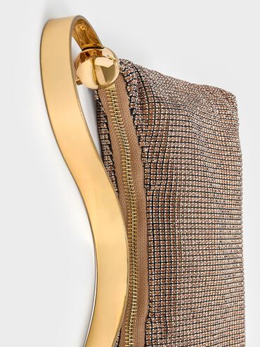 Crystal-Embellished Two-Way Bag, Gold, hi-res
