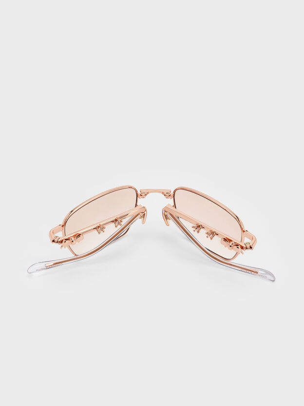 Paige Rectangular Sunglasses, Rose Gold, hi-res