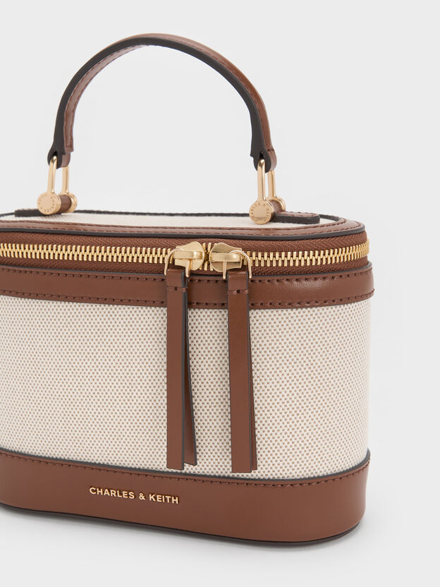 Enola Canvas Top Handle Vanity Bag, Chocolate, hi-res