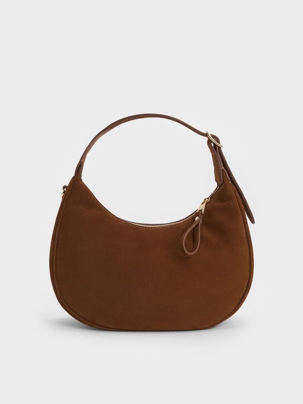 Vega Faux Suede Hobo Bag, Pecan Brown, hi-res