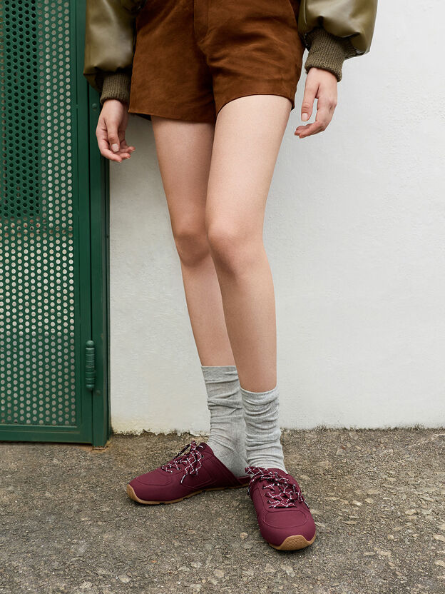 Lace-Up Sneaker Mules, Burgundy, hi-res
