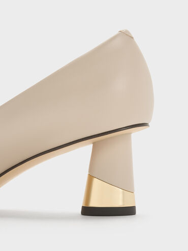 Metallic Sculptural Heel Pumps, Chalk, hi-res