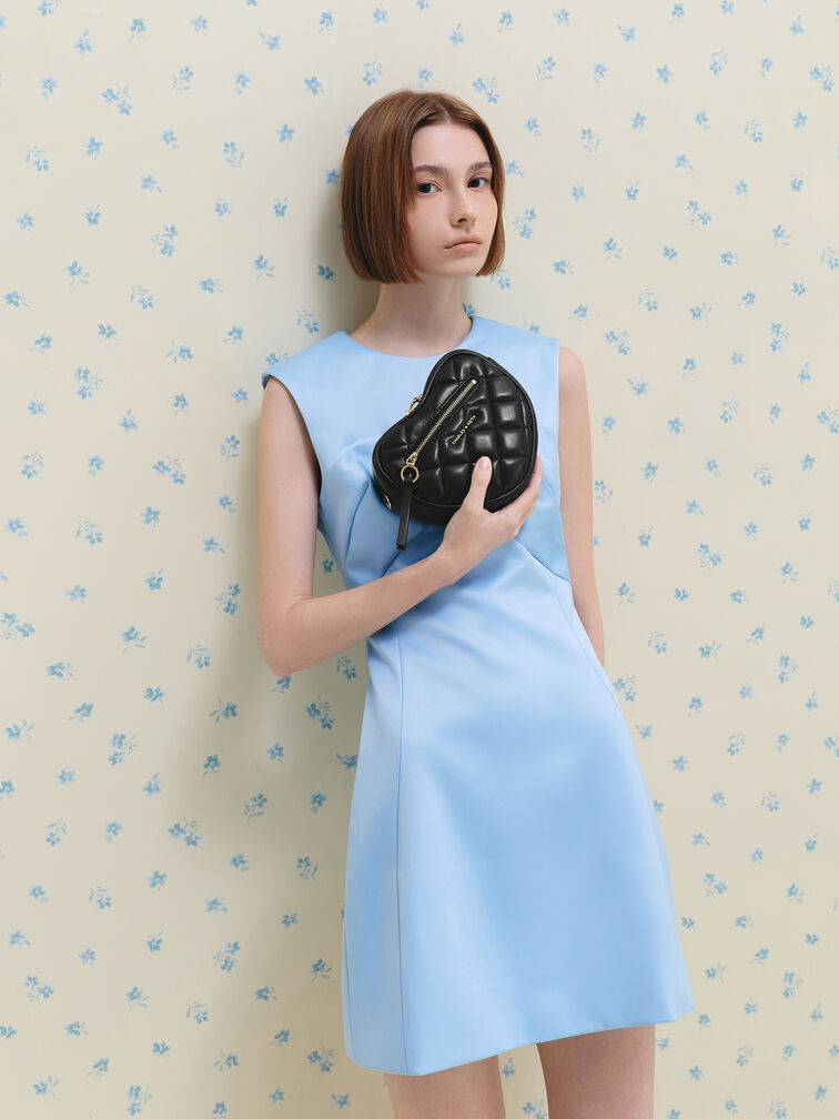 Paffuto Quilted Heart Crossbody Bag, Black, hi-res