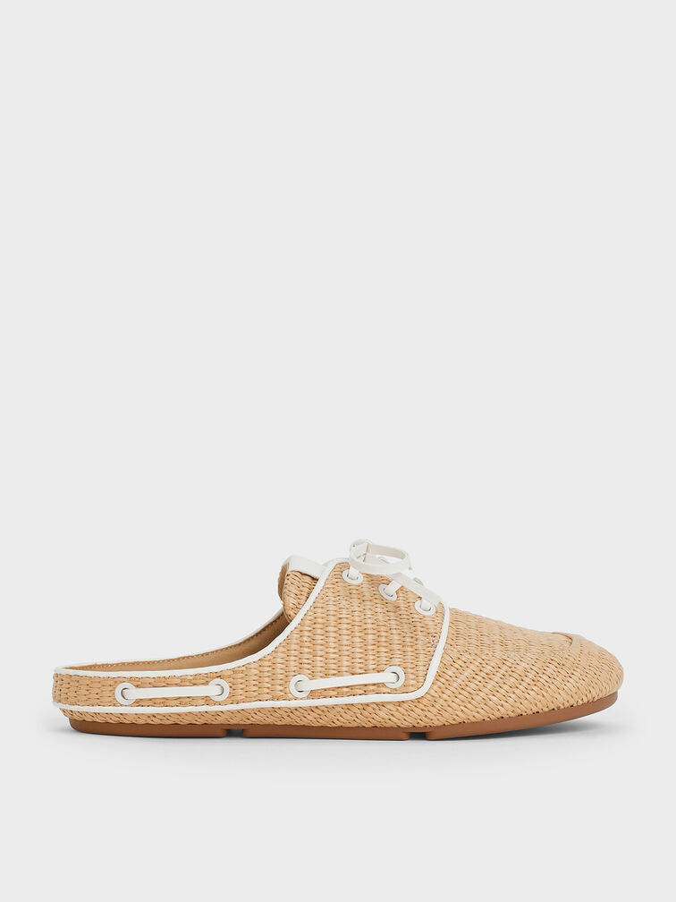 Jude Raffia Slip-On Boat Shoes, Sand, hi-res