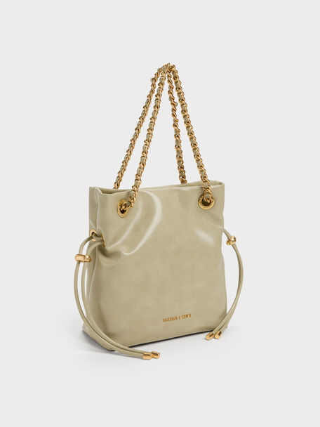Arya Braided-Chain Crossbody Bag, Pale Olive, hi-res