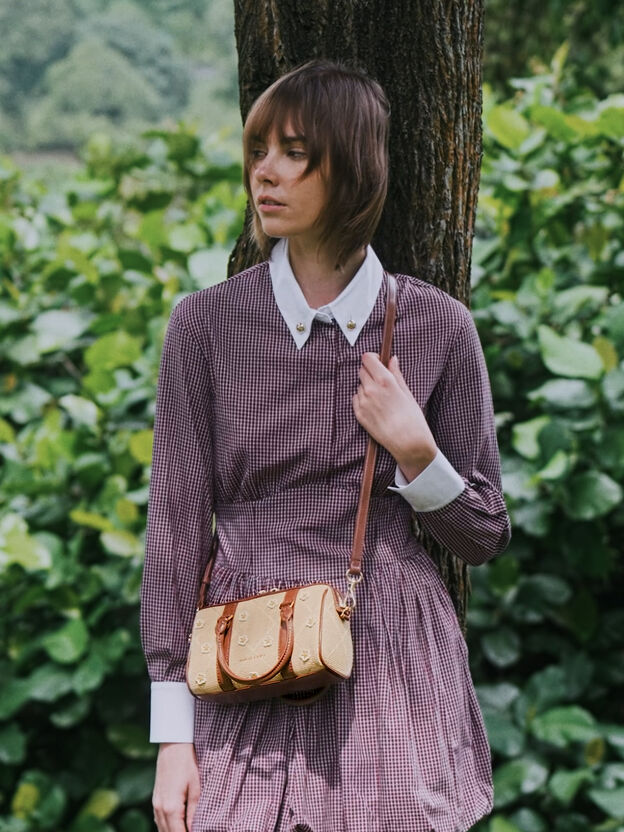 Philomena Raffia Flower Bowling Bag, Beige, hi-res