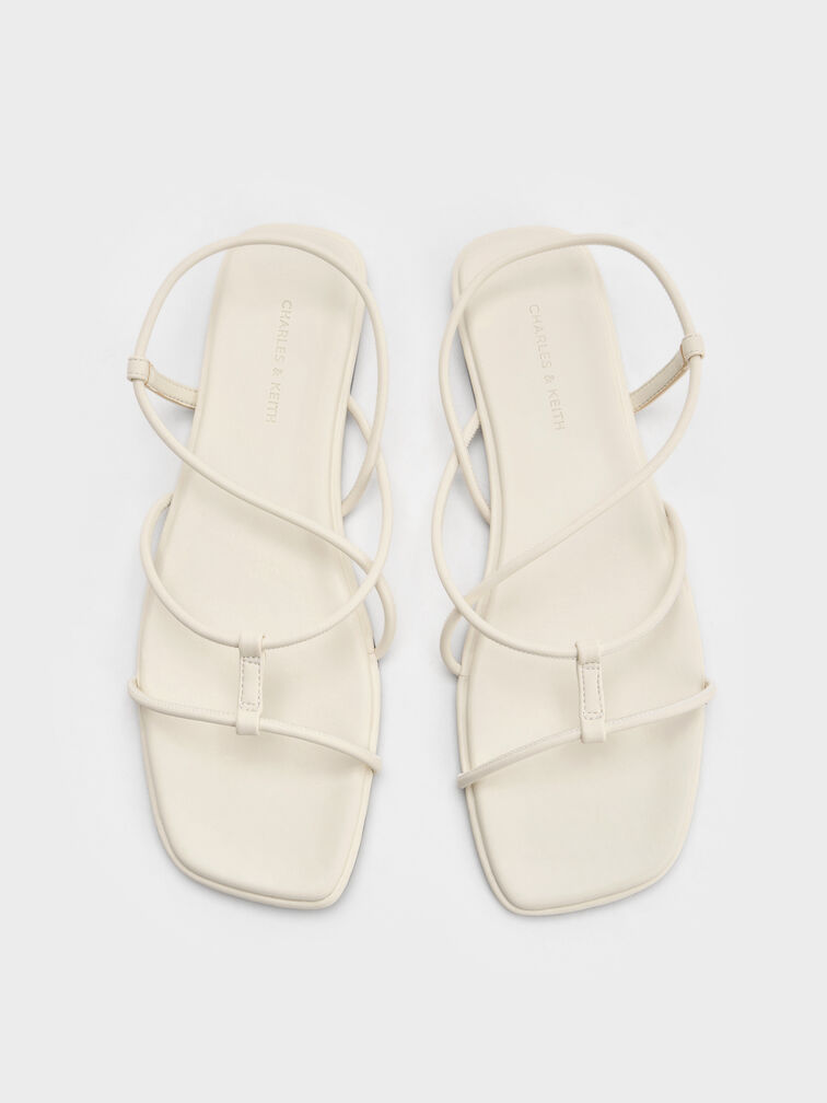 Square-Toe Strappy Sandals, Chalk, hi-res
