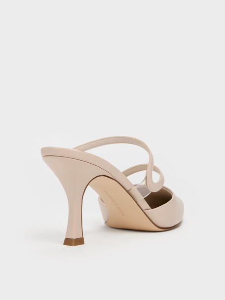 Arden Pointed Wavy Heeled Mules, Light Pink, hi-res