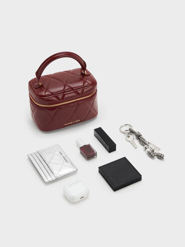 Arwen Quilted Top Handle Vanity Bag, Burgundy, hi-res