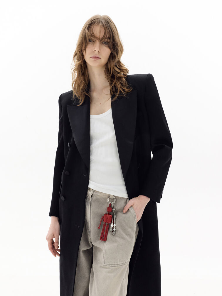 Beaded Metallic Cord Knot Charm, Pewter, hi-res