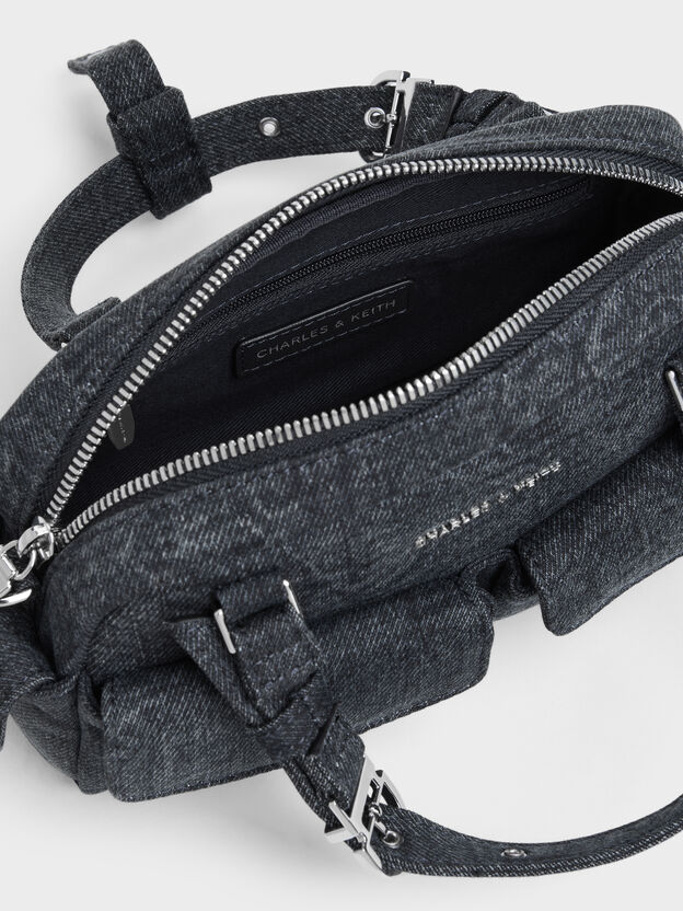 Rachel Denim Multi-Pocket Bowling Bag, Denim Blue, hi-res