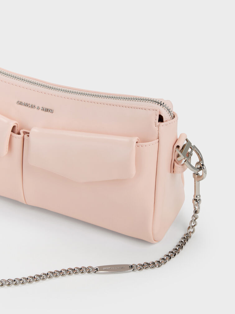 Rachel Front-Pocket Chain Shoulder Bag, Soft Pink, hi-res
