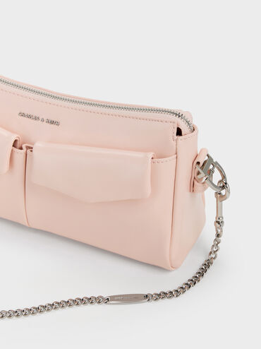 Rachel Front-Pocket Chain Shoulder Bag, Soft Pink, hi-res