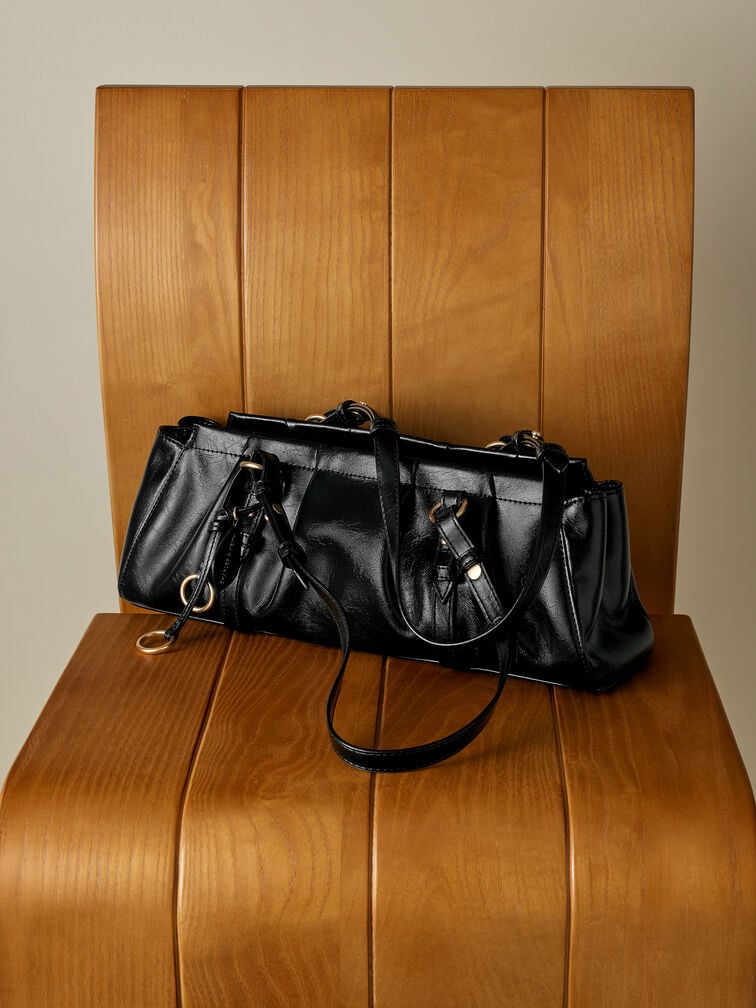 Britton Elongated Shoulder Bag, Black, hi-res