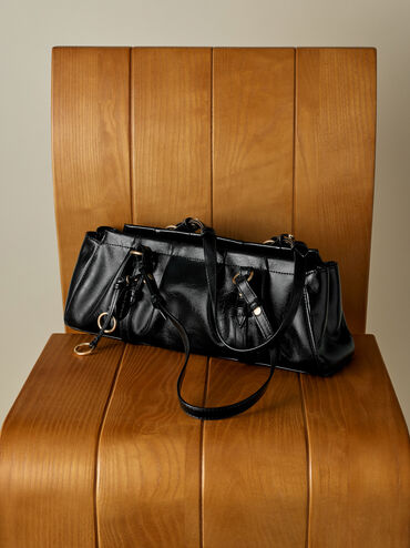 Britton Elongated Shoulder Bag, Black, hi-res