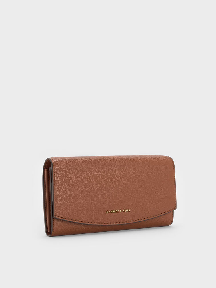 Briony Curved Flap Long Wallet, Chocolate, hi-res