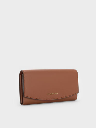 Briony Curved Flap Long Wallet, Chocolate, hi-res