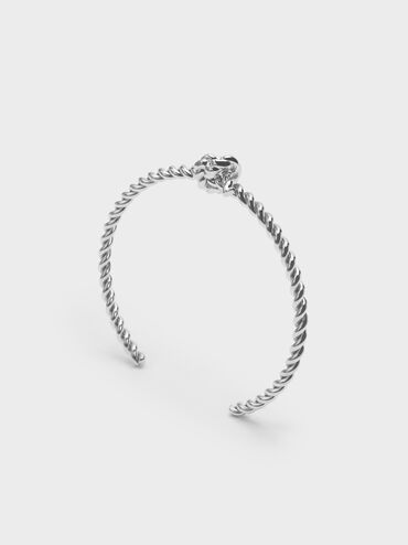 Sable Rope-Knot Cuff Bangle, Silver, hi-res