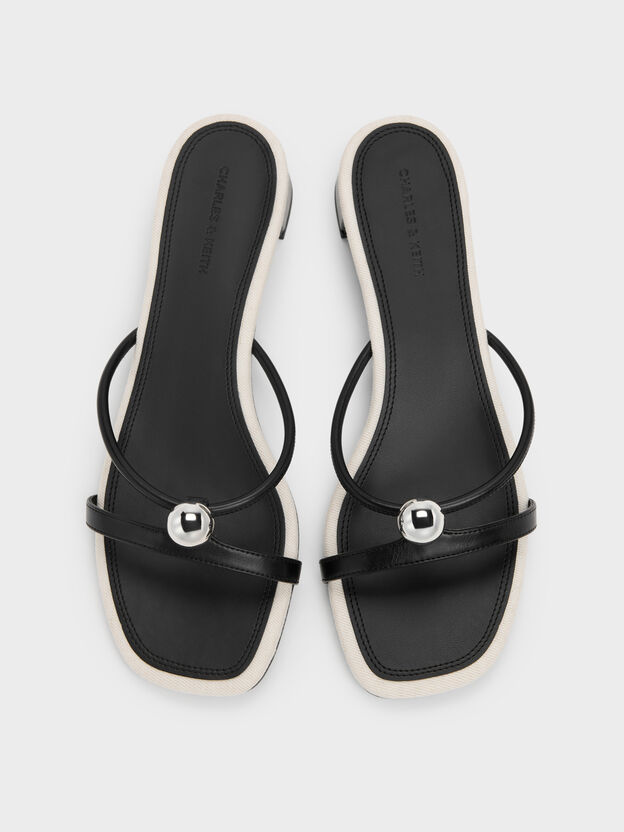 Georgie Metal-Ball Heeled Mules, Black, hi-res
