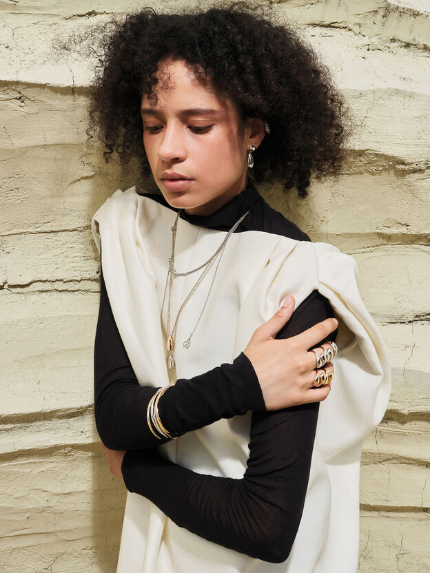 Donora Sculptural Cuff Bangle, Silver, hi-res