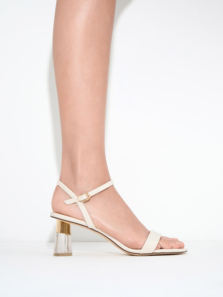 Oleana Clear Trapeze Heel Sandals, Chalk, hi-res