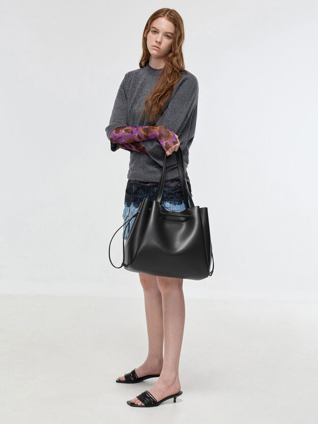 Hanya Drawstring Tote Bag, Jet Black, hi-res