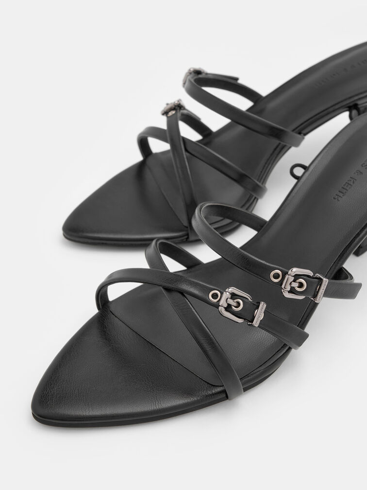 Amaliya Pointed Strappy Heeled Sandals, Black, hi-res